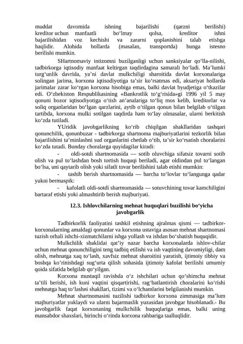 Tadbirkorlik sub’yektlarining javobgarligi 4
