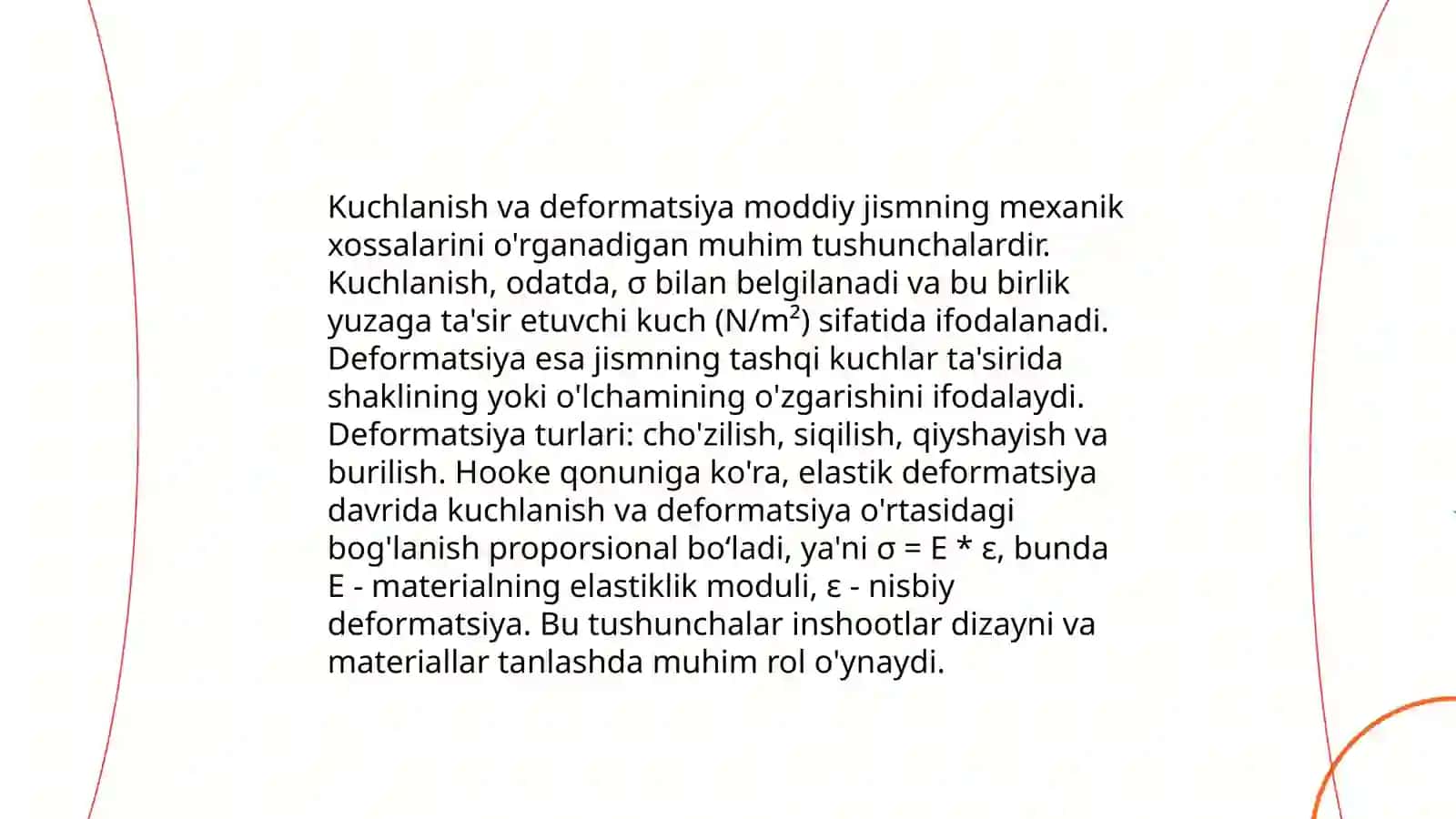 Kuchlanish va uning turlari guk qonuni 4