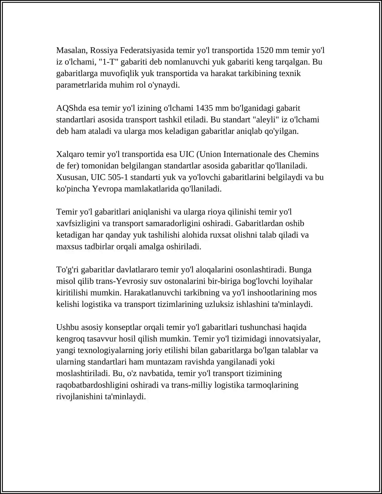 Temir yo'l gabaritlari tushunchasi 4