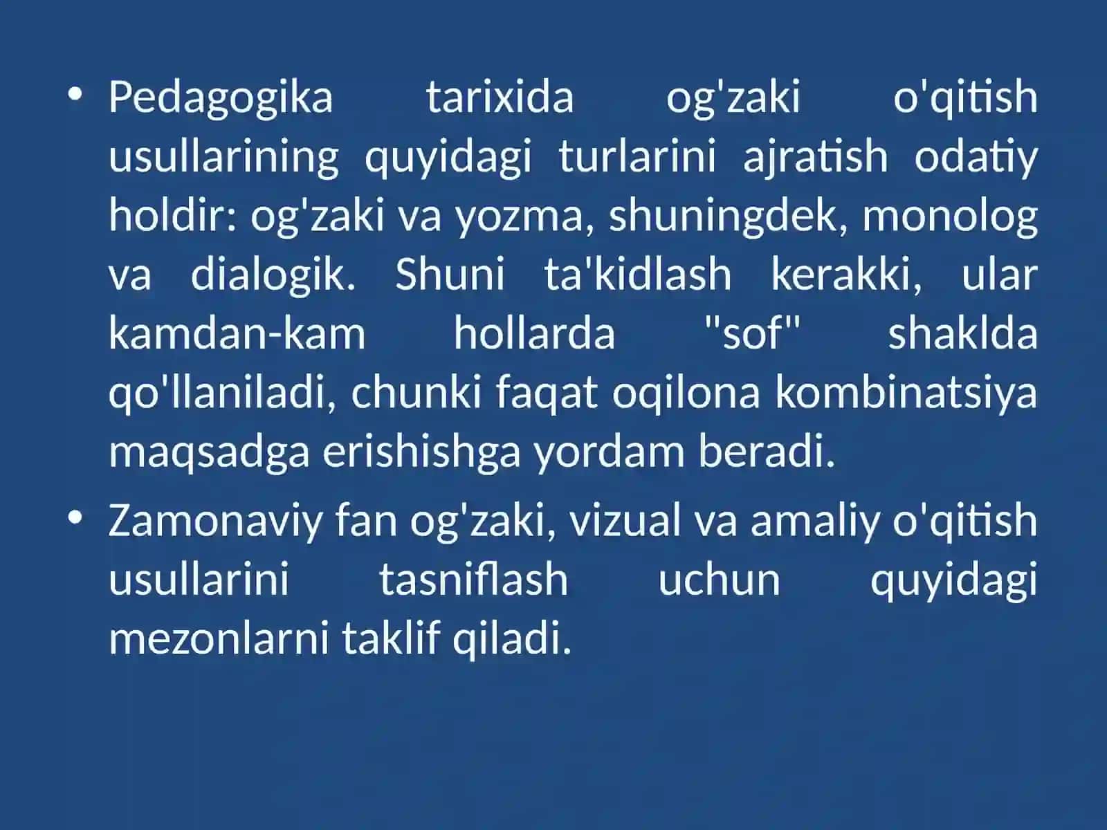 O‘qitishning og‘zaki usullari va ularning turlari 4