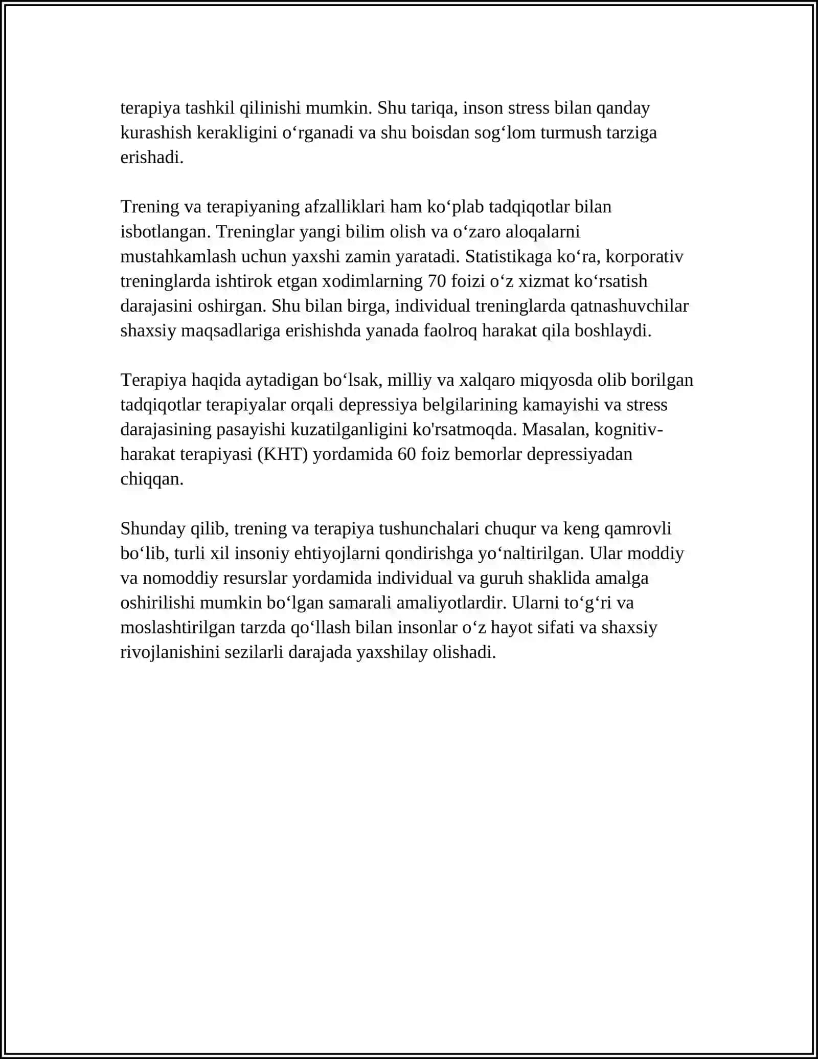 TRENING VA TERAPIYA O‘RTASIDAGI FARQLAR TRENINGDA O‘YIN-GURUH BILAN ISHLASH VOSITASI SIFATIDA 4