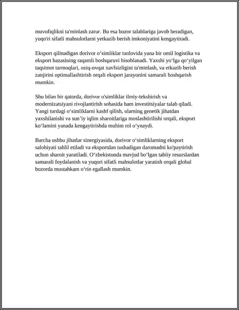 EKSPORT QILINADIGAN SANOATBOP VA TEXNIK DORIVOR O’SIMLIKLAR 4