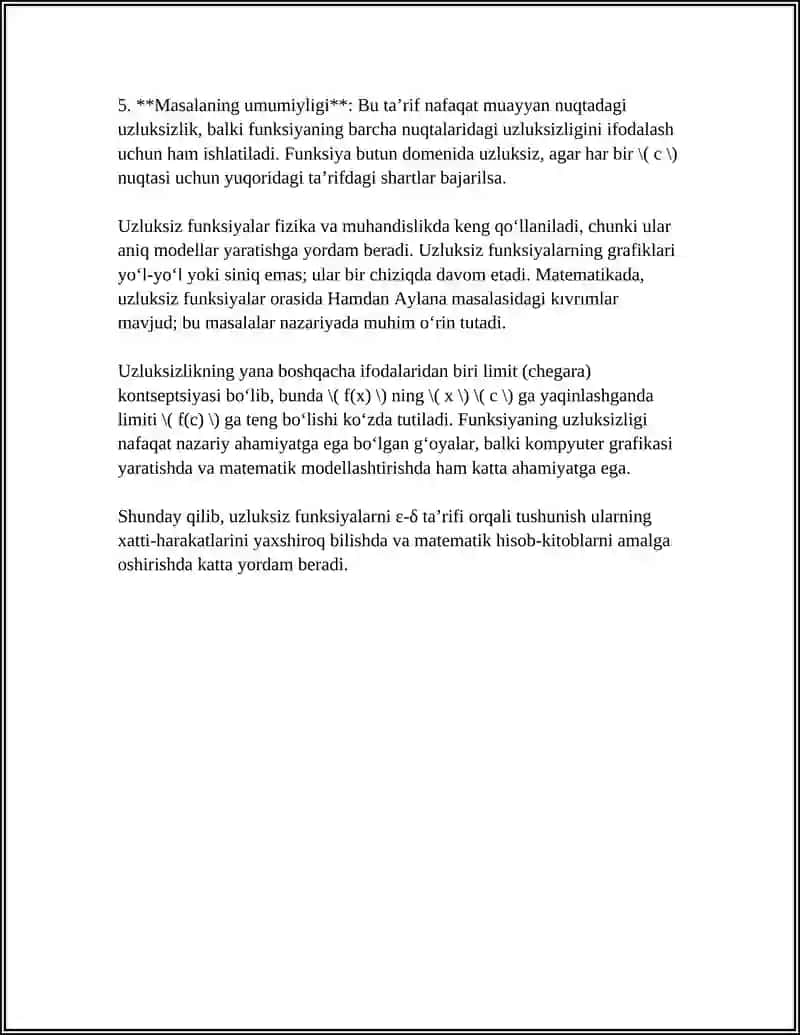 UZLUKSIZ FUNKSIYA VA UNING TARIFLARI.MILOLLAR 4