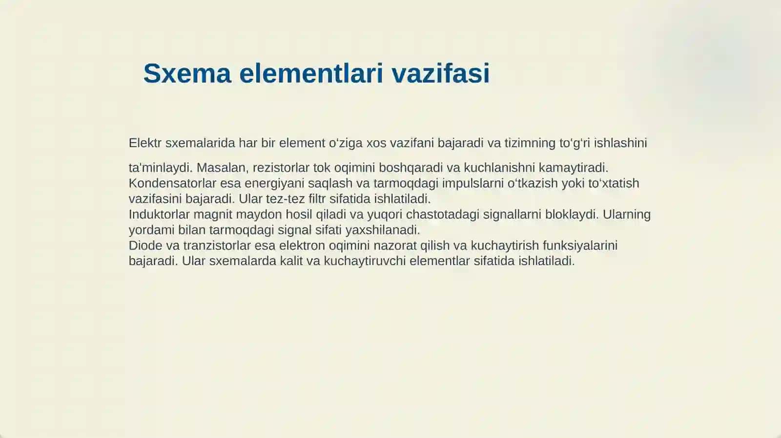 ELEKTR SXEMALAR, STANDART VA UZATMALI DETALLAR CHIZMALAR 4