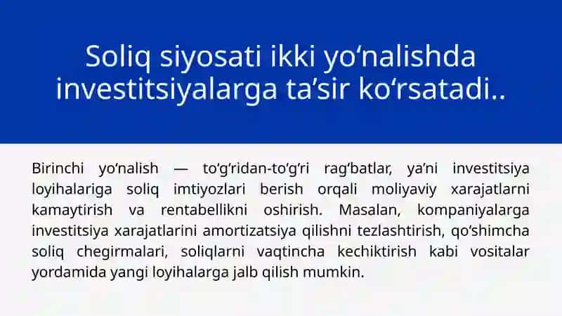 Investitsiya Faoliyatini Rivojlantirishda Soliq Siyosati 4