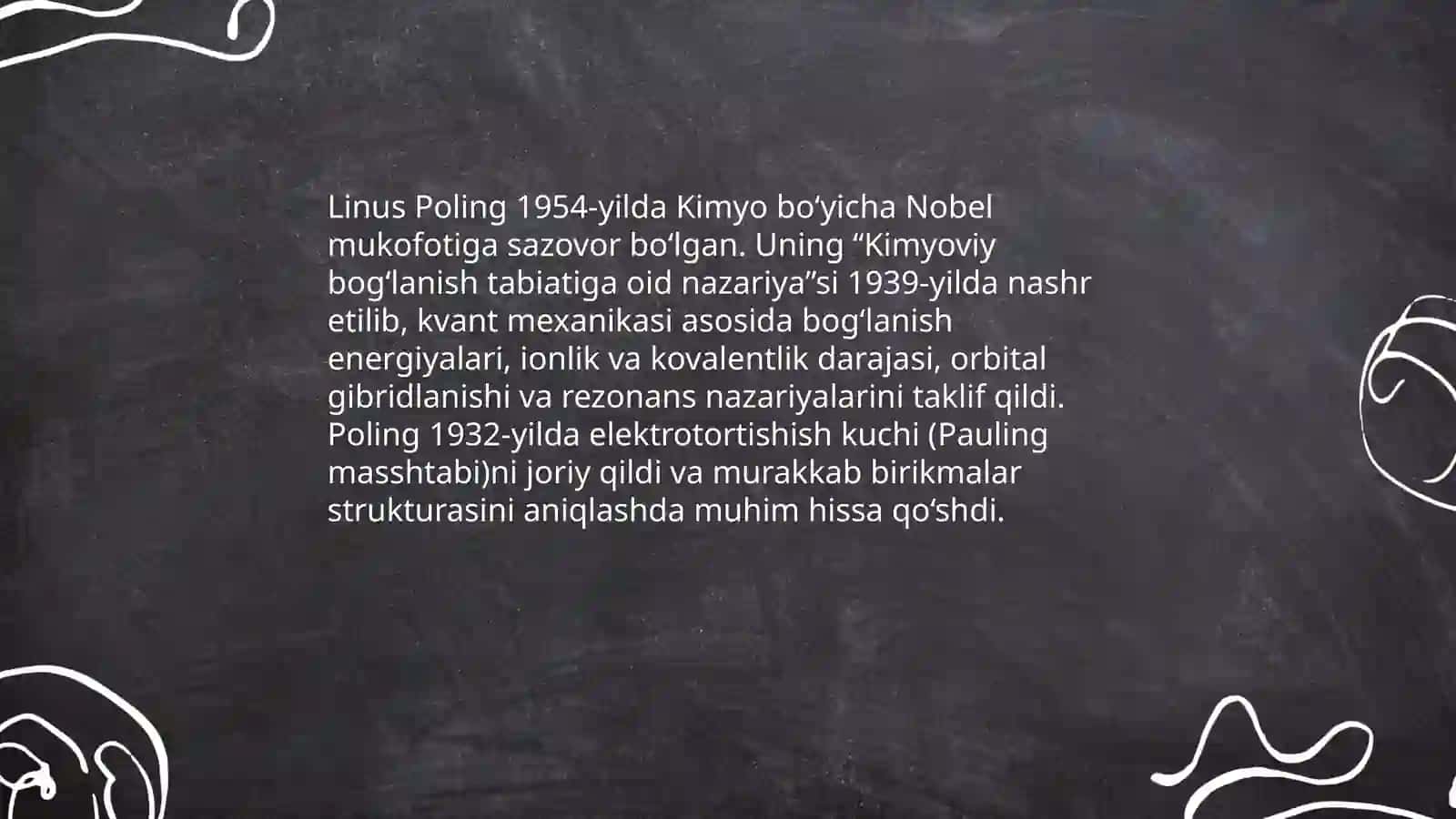 Kimyo sohasida Nobel mukofoti sovrindorlari va yutuqlari 4