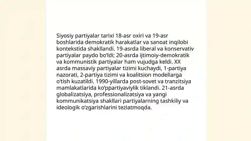 Siyosiy partiyalar tushunchasi, roli va ularning asosiy funksiyalari 4