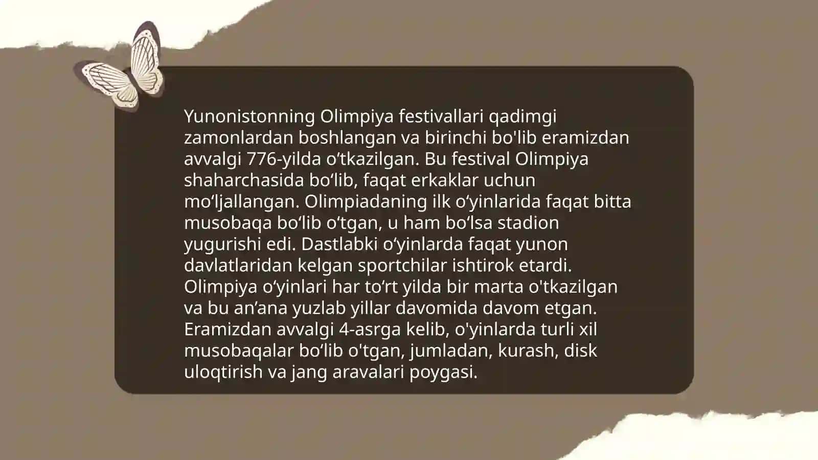 Olimpiya oʻyinlari tarixi.Rivojlanish tarixi 4