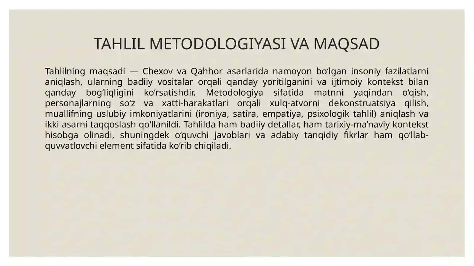 Anton Pavlovich Chexovning “Xameleon”va Abdulla Qahhor “O’g’ri”asaridagi insoniy fazilatlar tahlili 4