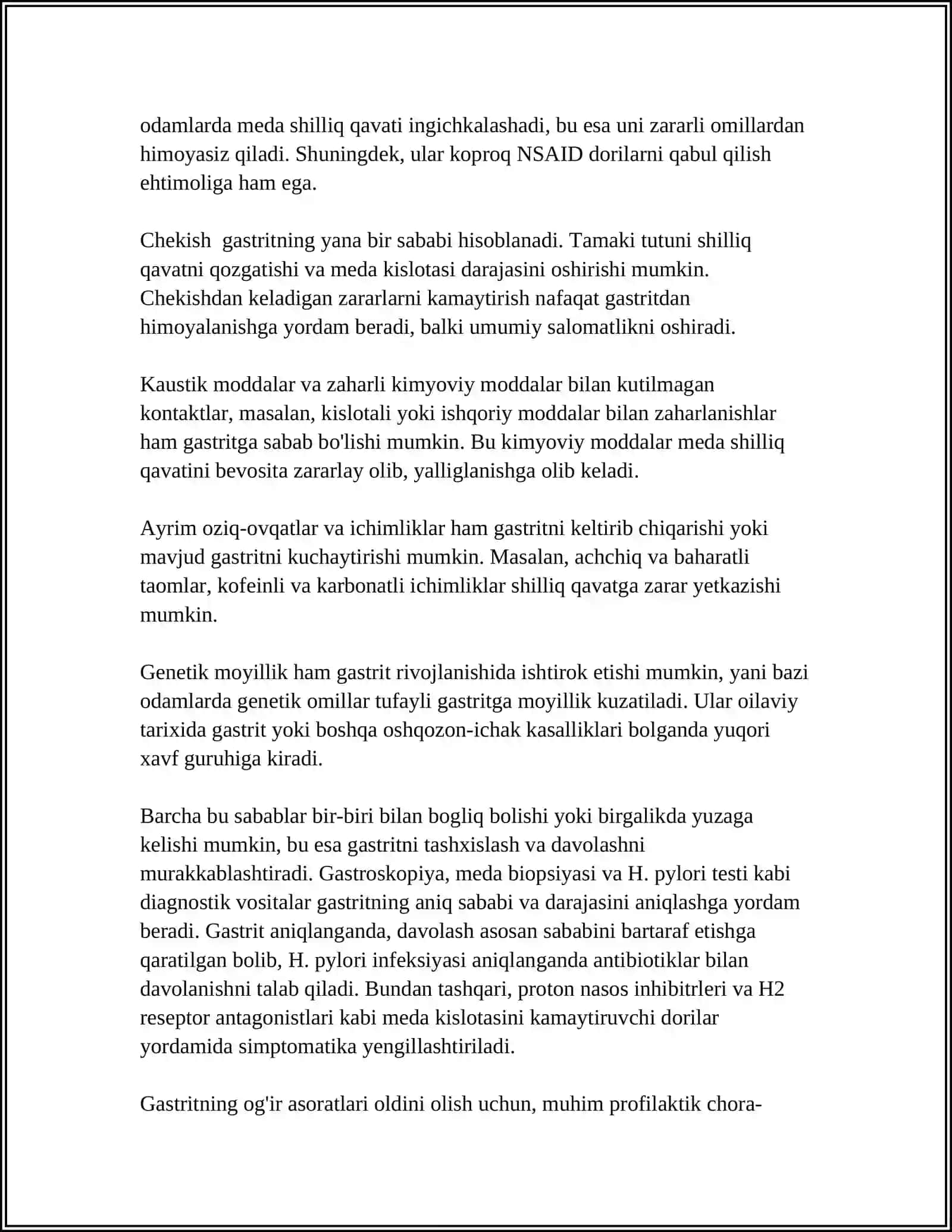 TALABALAR OʻRTASIDA GASTRITNING TARQALISHI VA TOʻGʻRI OVQATLANISHNING AHAMIYATI 4