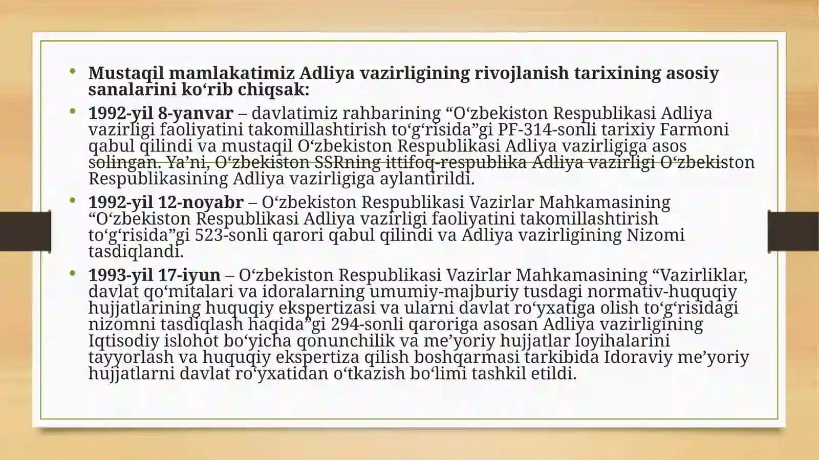 O’zbekistonda Adliya Vazirligi Tashkil Etilishi va Faoliyati 4