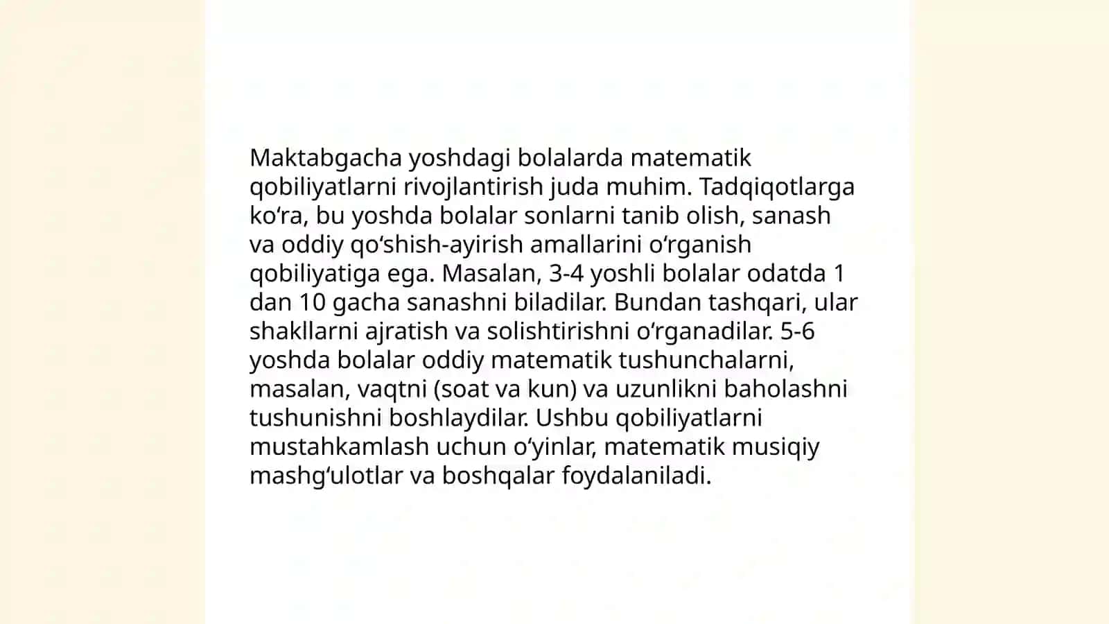 Maktabgacha yoshdagi bolalarda oʻlchov haqidagi tasavvurlarni shakllantirishning ahamiyati 4