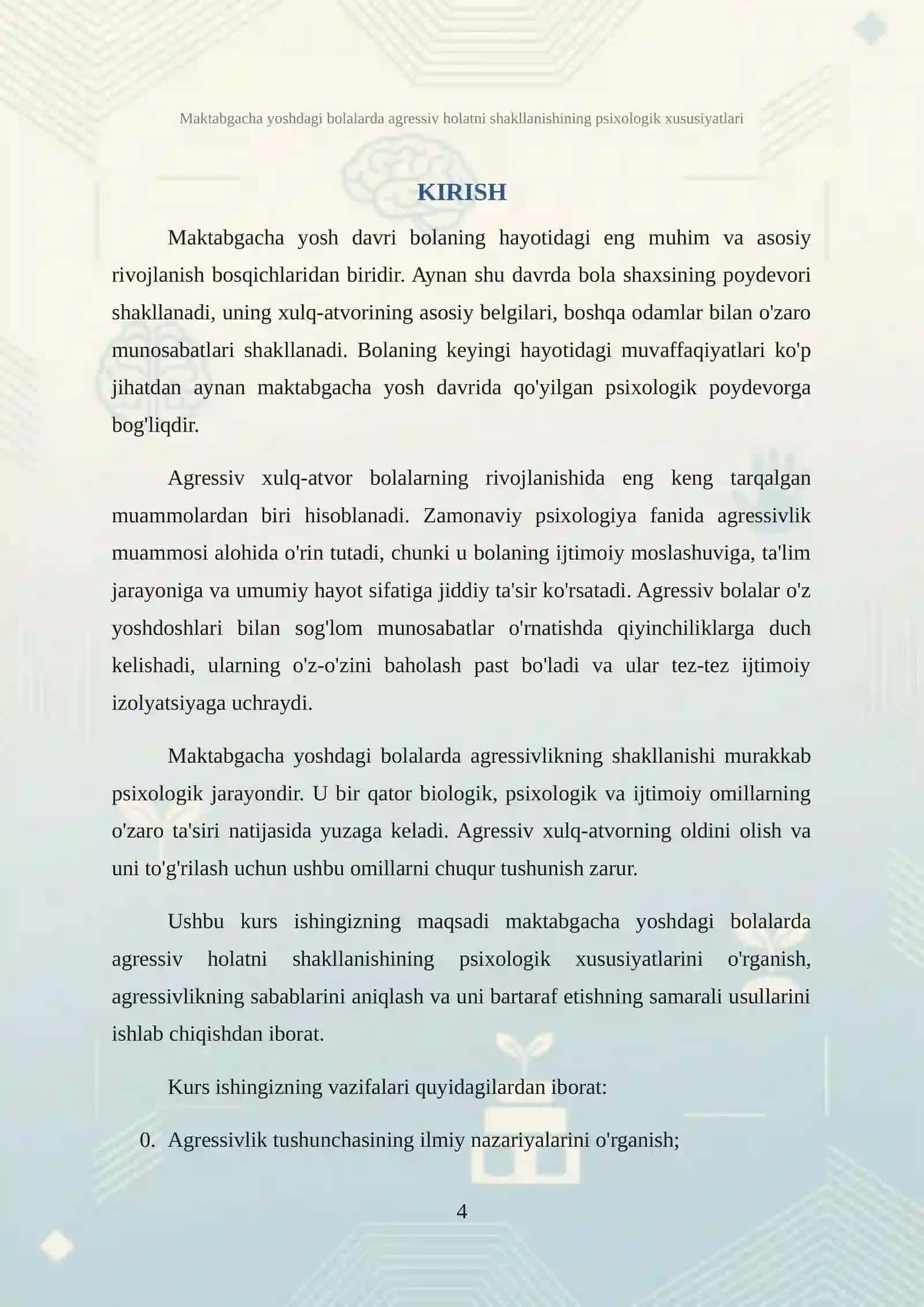 Maktabgacha yoshdagi bolalarda agressiv holatni shakllanishining psixologik xususiyatlari 4
