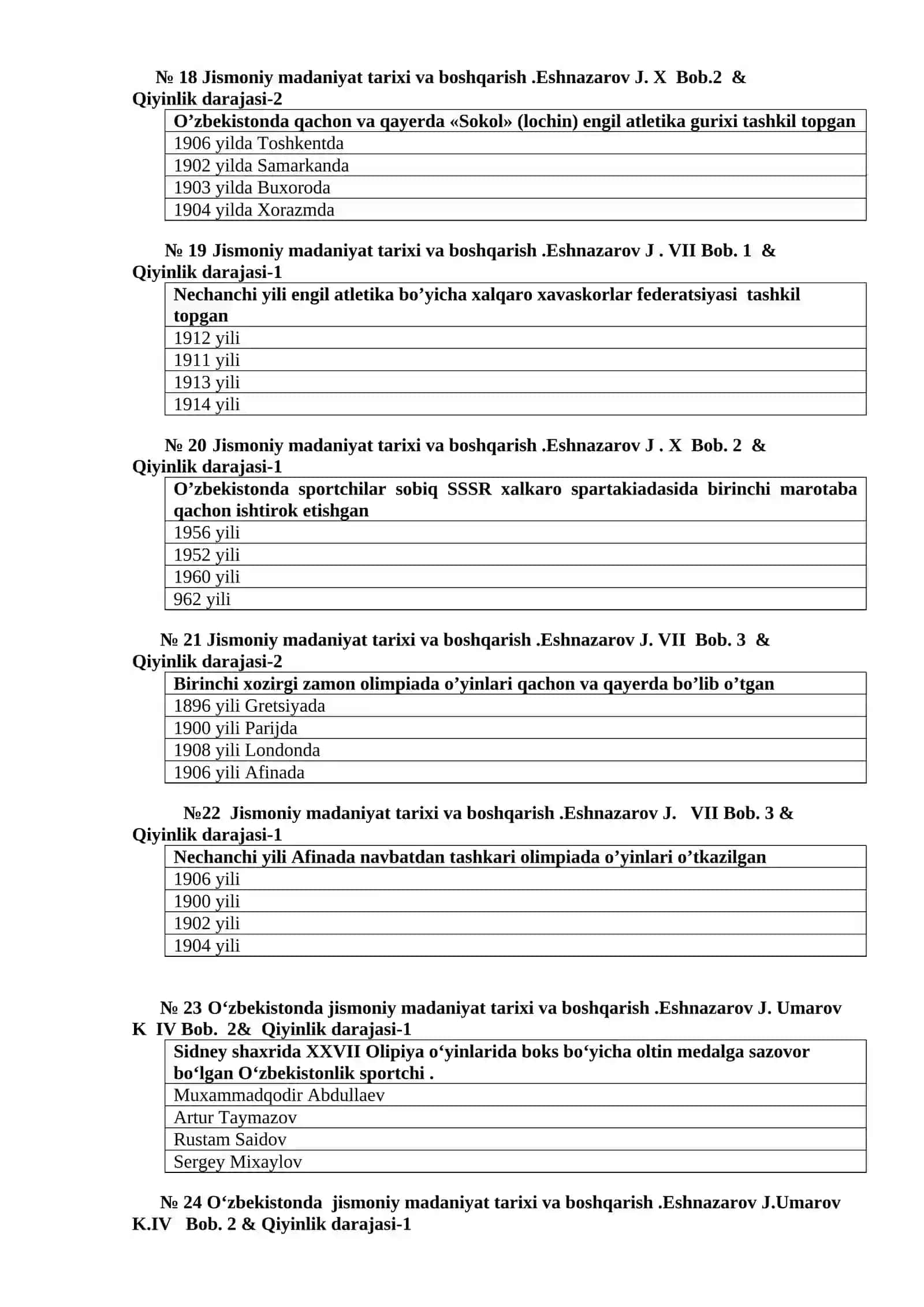 Jismoniy madaniyat tarixi 2019 yil prof.J.Eshnazarov 4