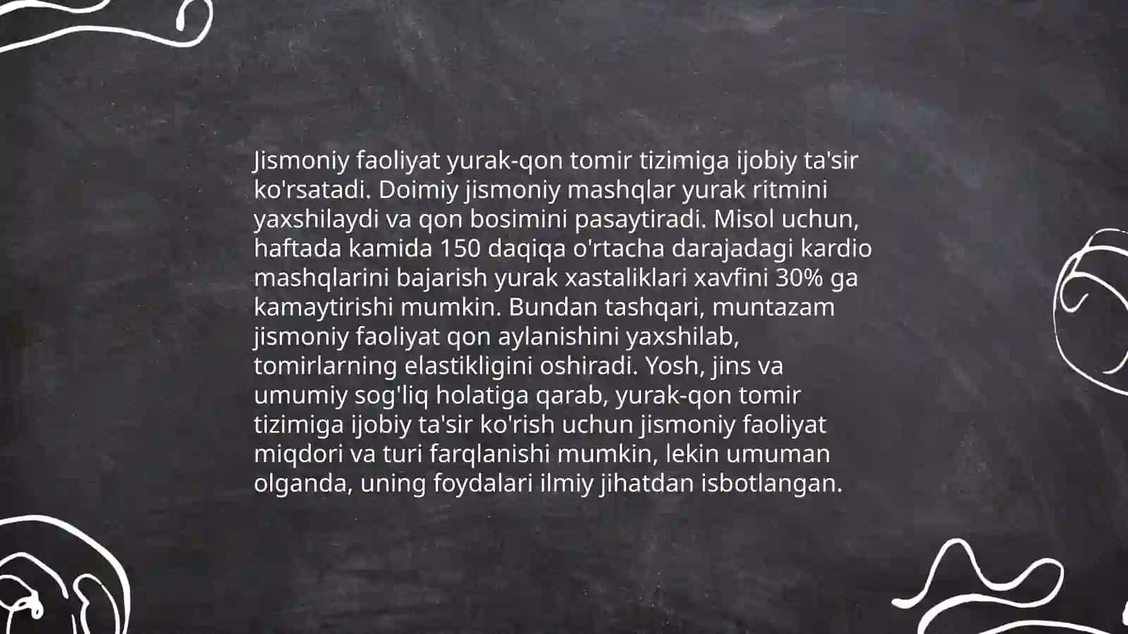 Qon tomirlari tizimining jismoniy yuklamalarga javob berishi 4