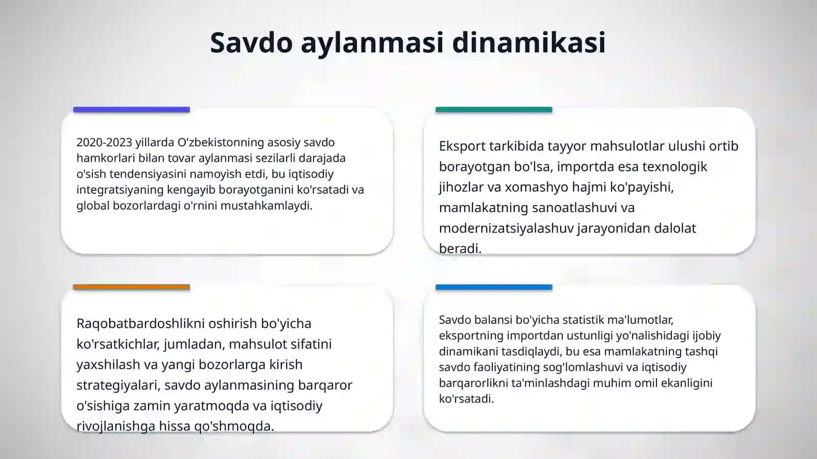 O‘ZBEKISTONNING DUNYONING RIVOJLANGAN DAVLATLARI BILAN IQTISODIY HAMKORLIGI 4
