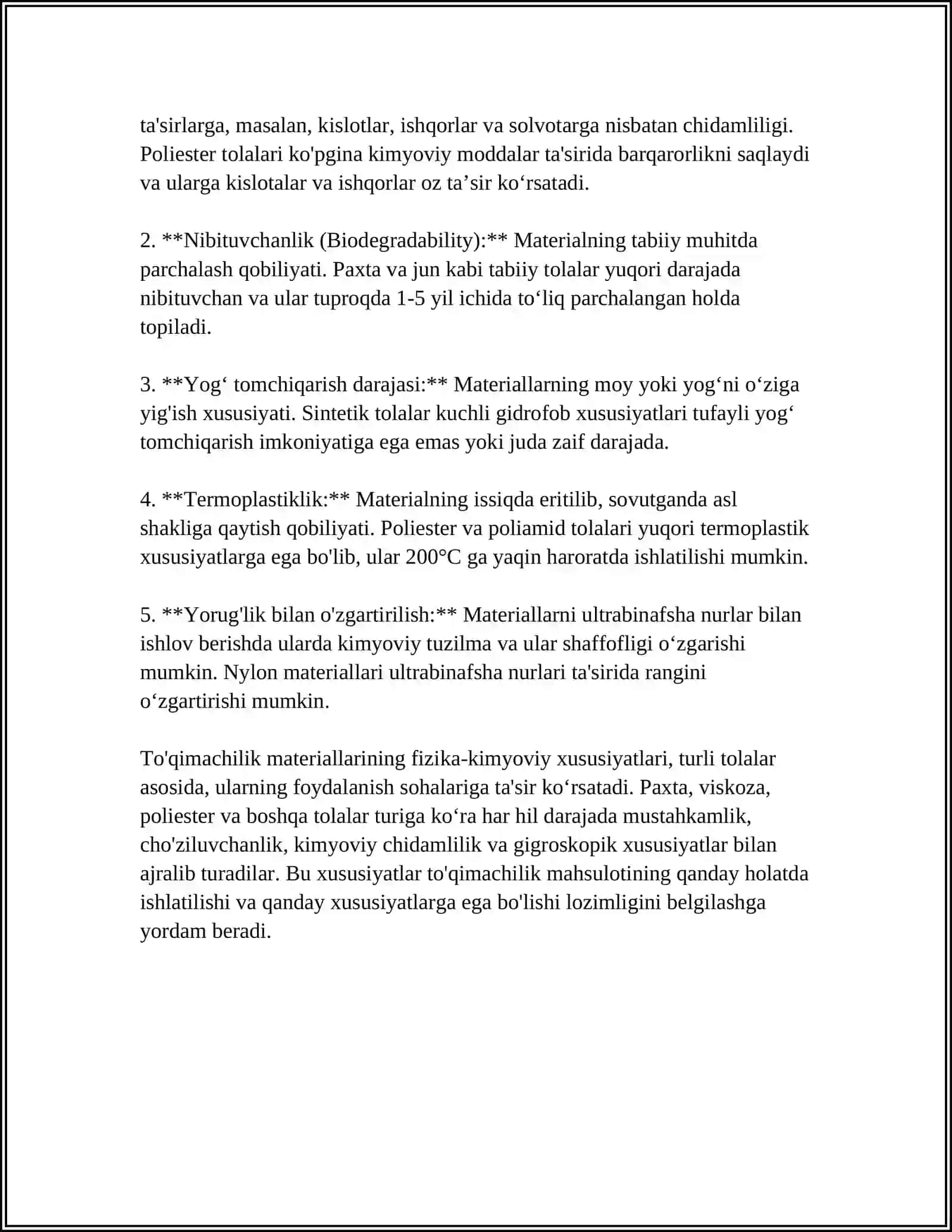 TO'QIMACHILIK MATERIALLARINING SIFAT KO'RSATGICHLARI NOMENKLATURASI 4