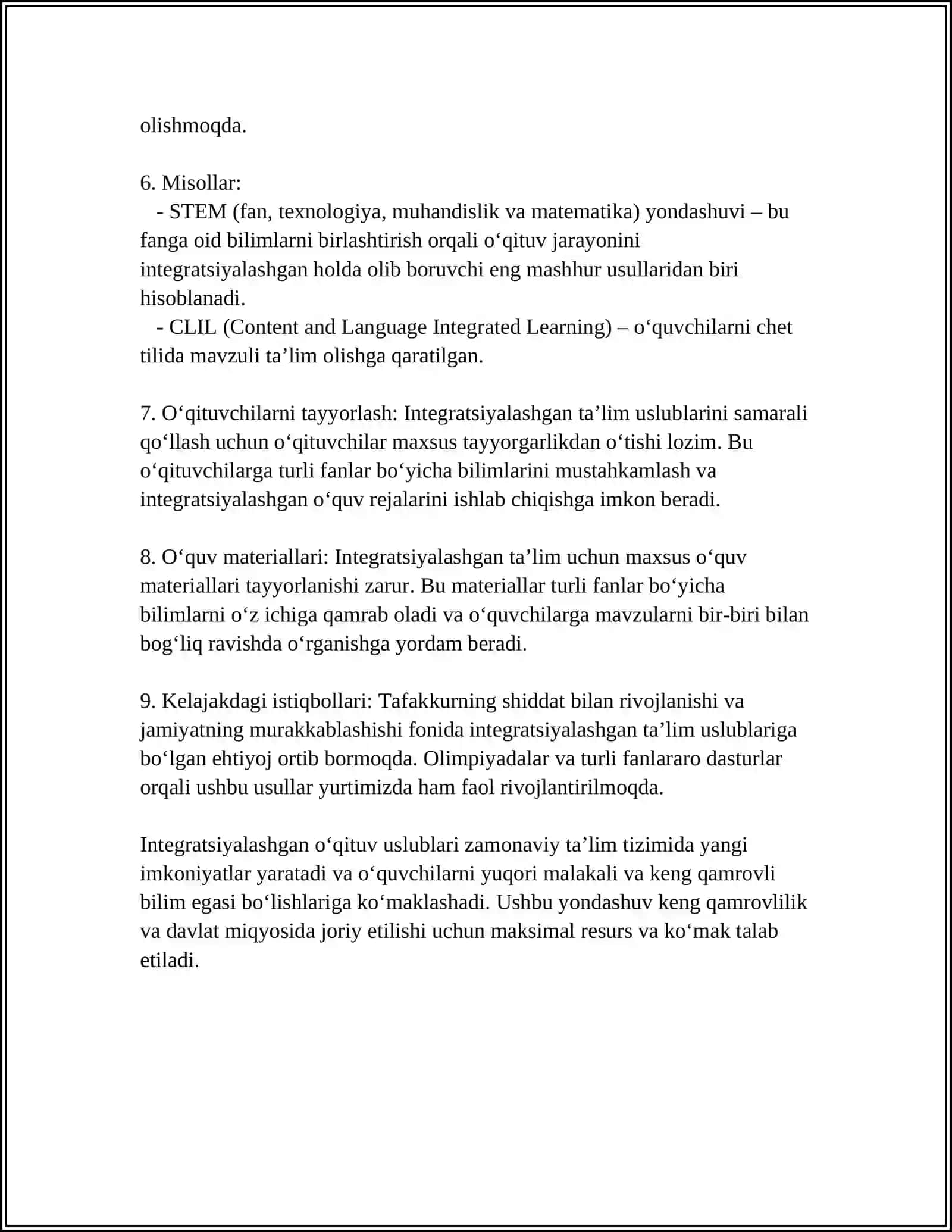 BOSHLANGʻICH SINF DARSLARINI INTEGRATSIYALASH 4