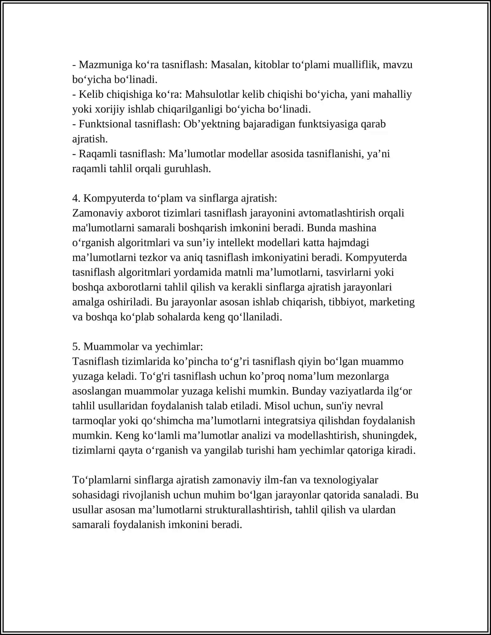 TO‘PLAMLARNI SINFLARGA AJRATISH 4