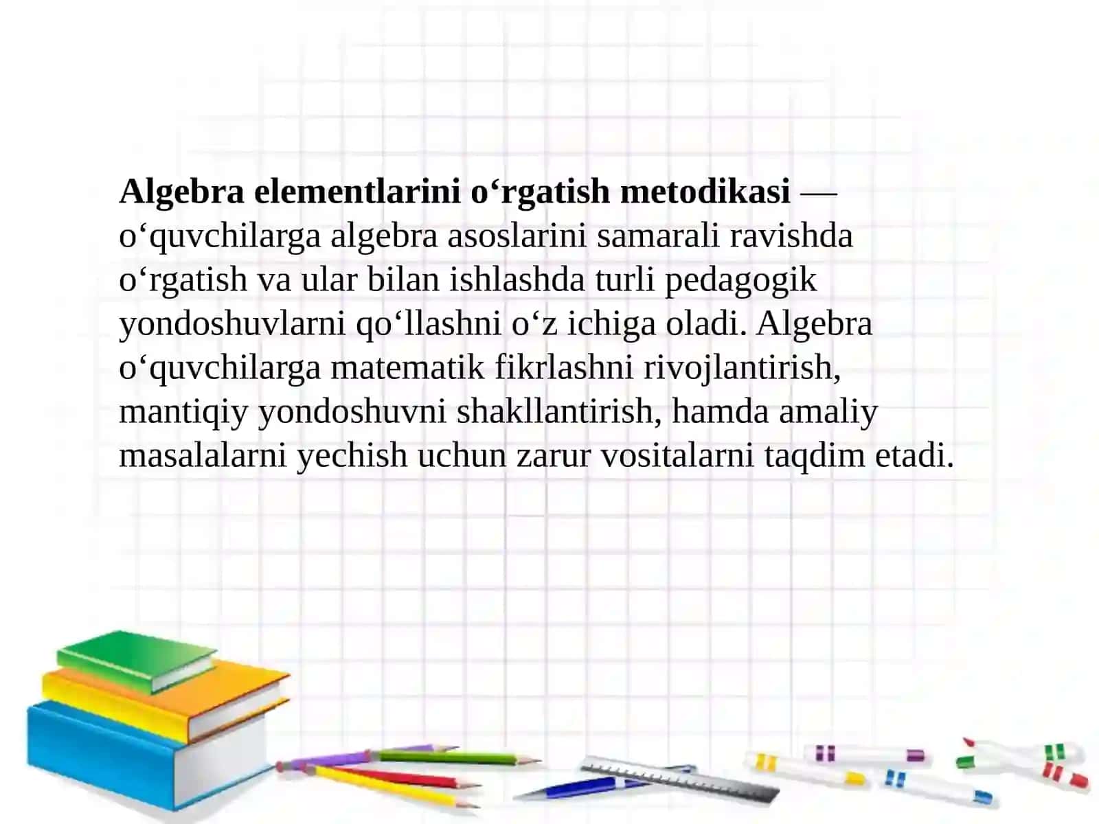 Algebra element o‘rgatish metodikasi. Ulush va kasr. O‘nli kasr 4