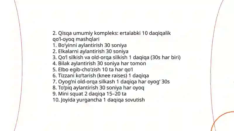 Umumiy rivojlantiruvchi mashqlar: qól oyoqlar uchun kompleks 4