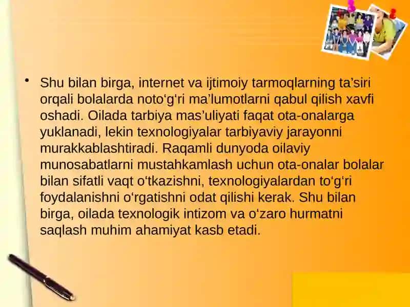 Raqamli dunyoda oiladagi munosabatlardagi tarbiya muammolari 4
