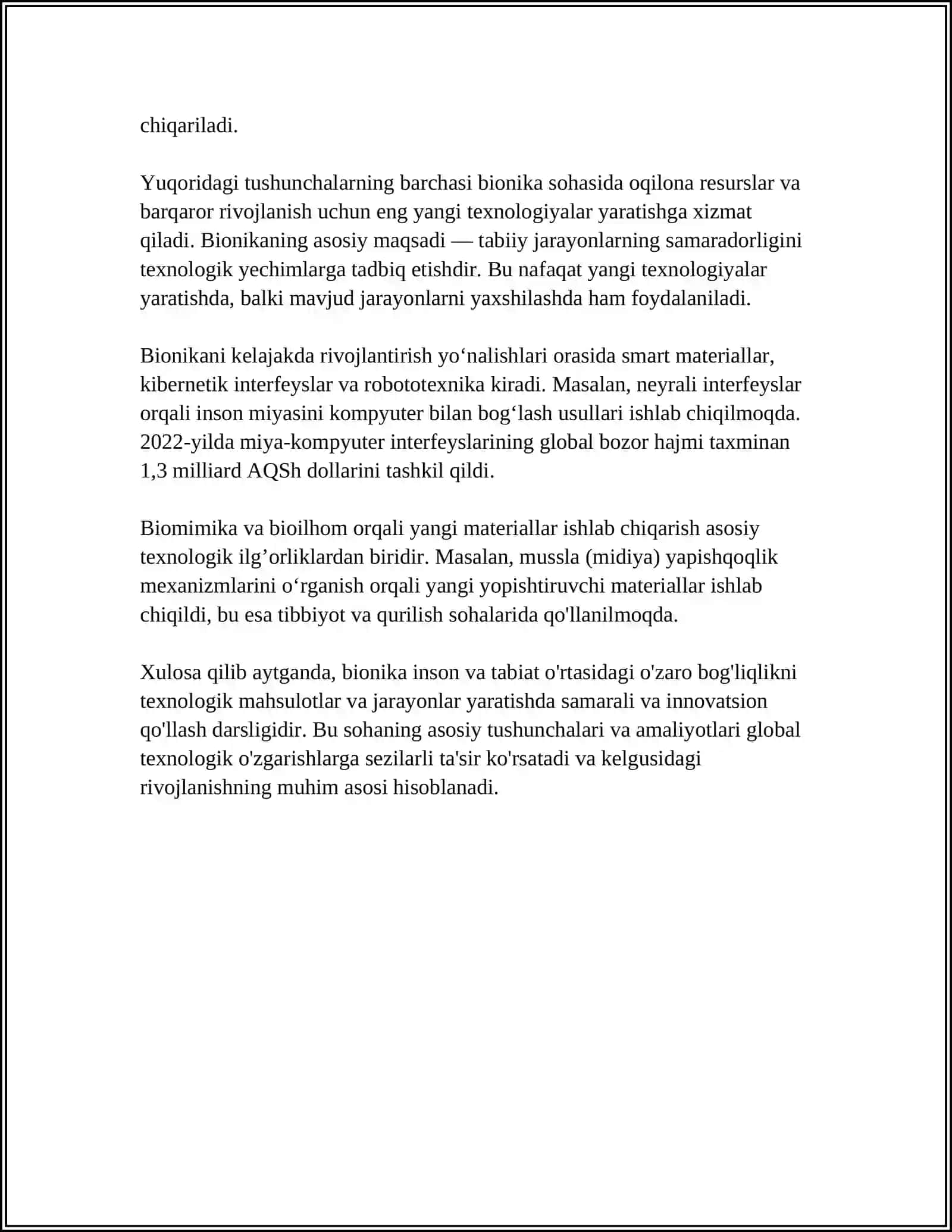 BIONIKA ASOSLARI VA UNI INSON HAYOTIDAGI O’RNI 4