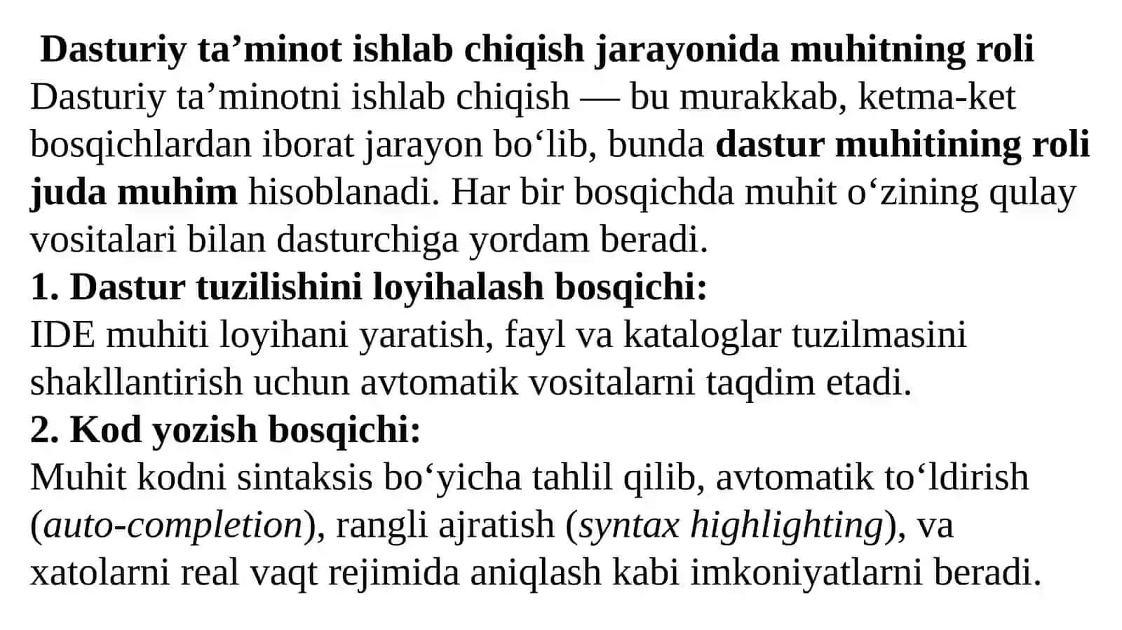 4-Dastur muhitini o‘rnatish va sozlash 4