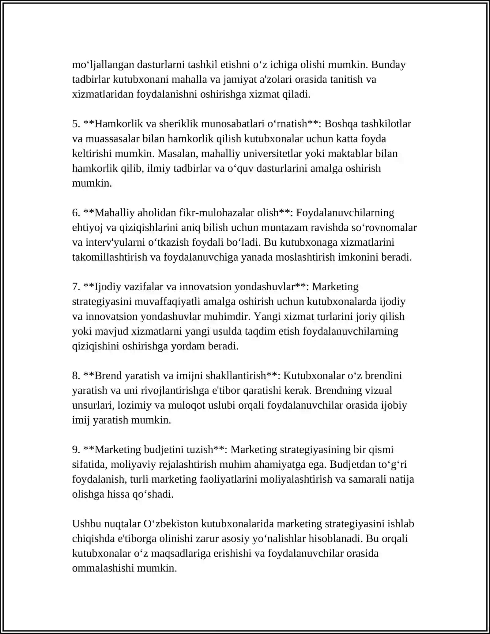 O'ZBEKISTON KUTUBXONALARIDA MARKETING TAJRIBASI 4