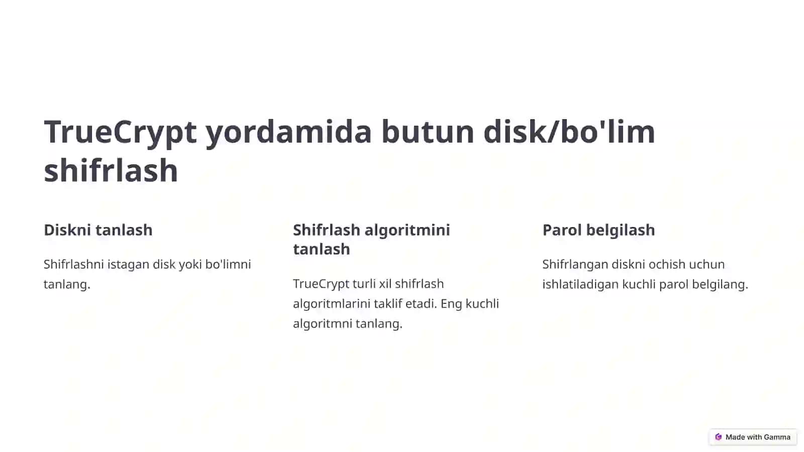 TrueCrypt dasturi haqida umumiy ma'lumot 4