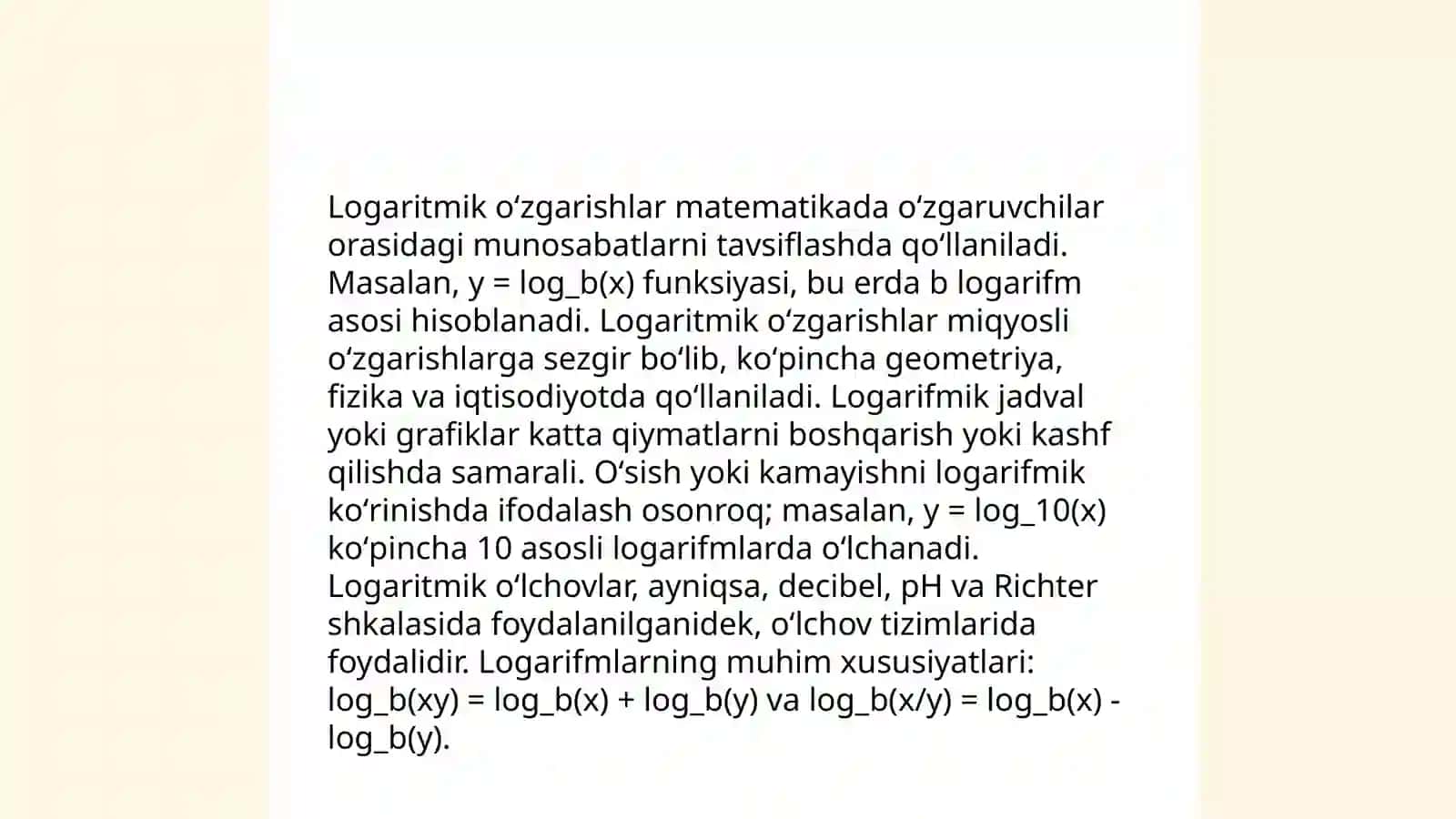 Logaritmlar asoslari 4