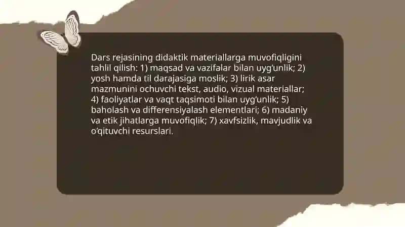 Boshlangʻich sinfda lirik asarlar ustida ishlash darslari 4