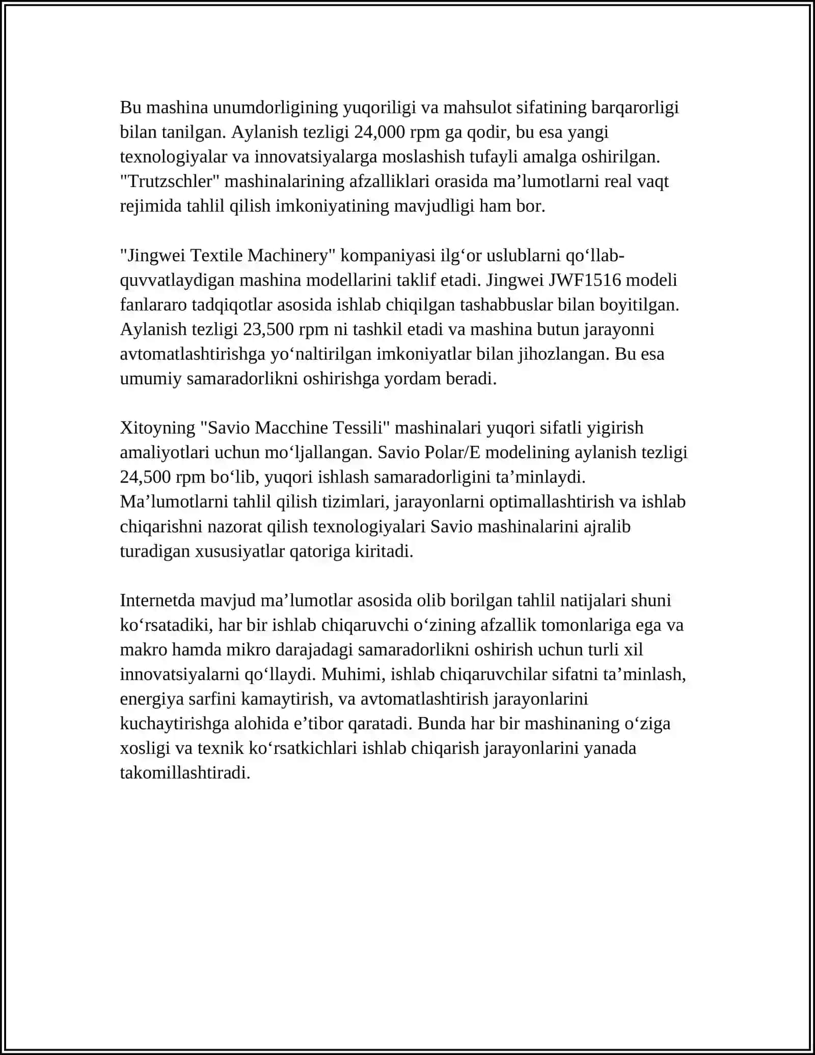 TURLI FIRMALARNING TAKOMILLASHGAN HALQALI YIGIRISH MASHINALARI BO'YICHA INTERNET MA'LUMOTLARIDAN FOYDALANISH 4