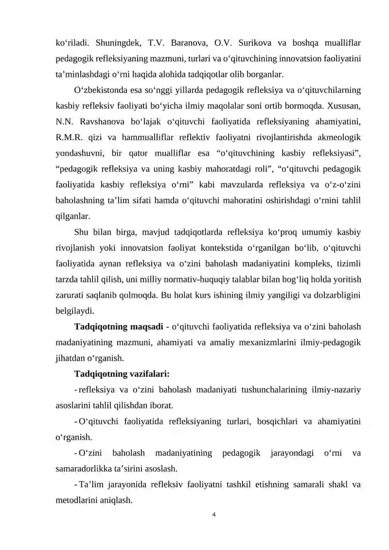 O‘QITUVCHI FAOLIYATIDA REFLEKSIYA VA O‘ZINI BAHOLASH MADANIYATI 4