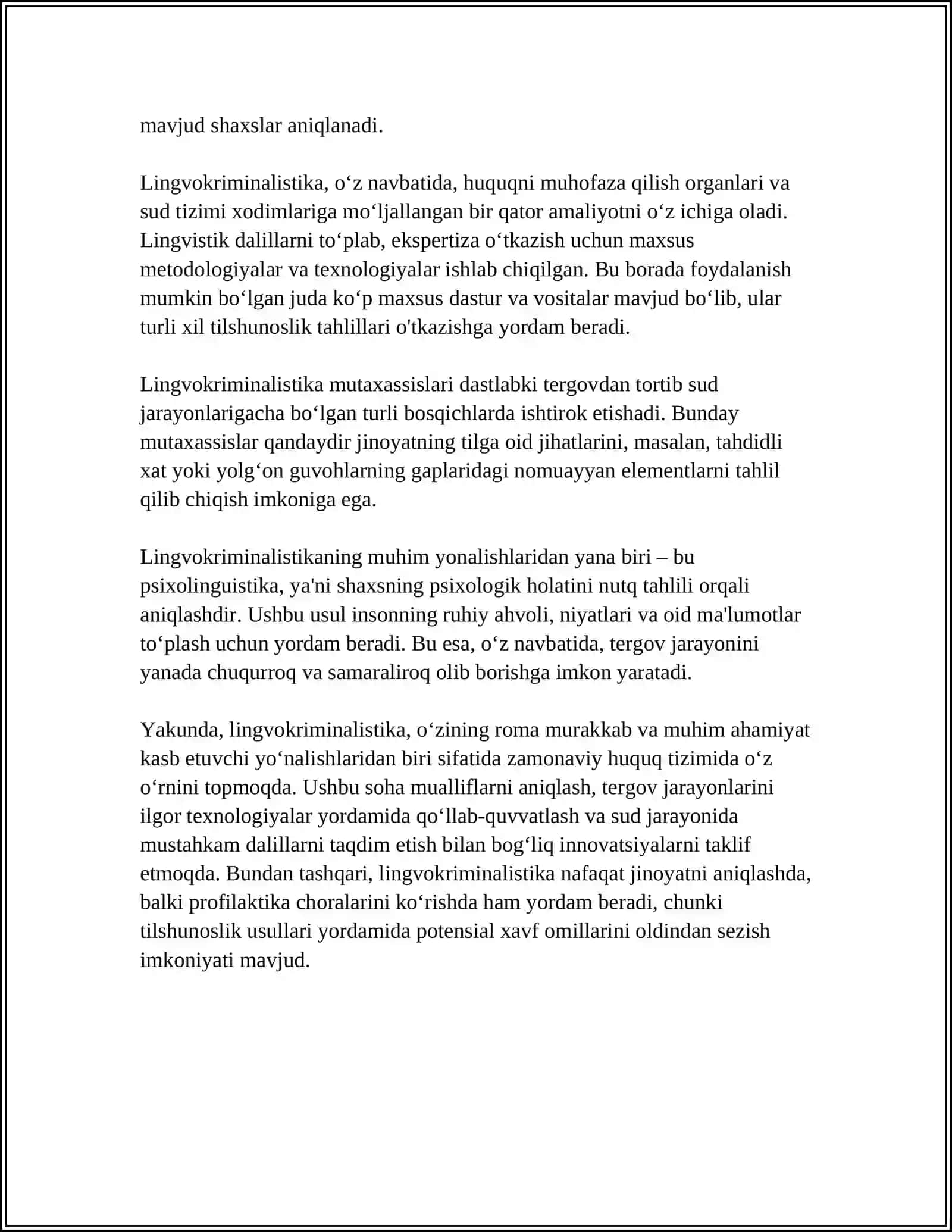 LINGVOKRIMINALISTIKANING ASOSIY TUSHUNCHALARI,METOD VA METODOLOGIYASI 4