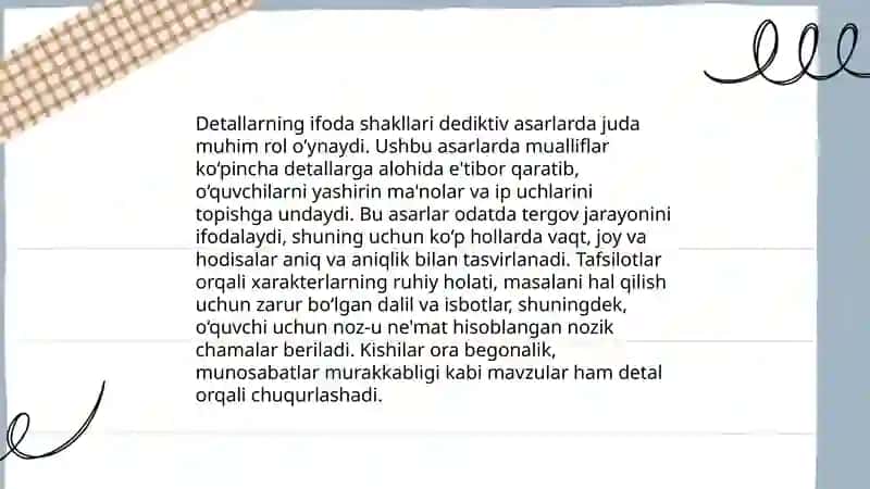 Dediktiv asarlarda detallar ifodasi asosida qiyosiy tahlilni amalga oshirish 4