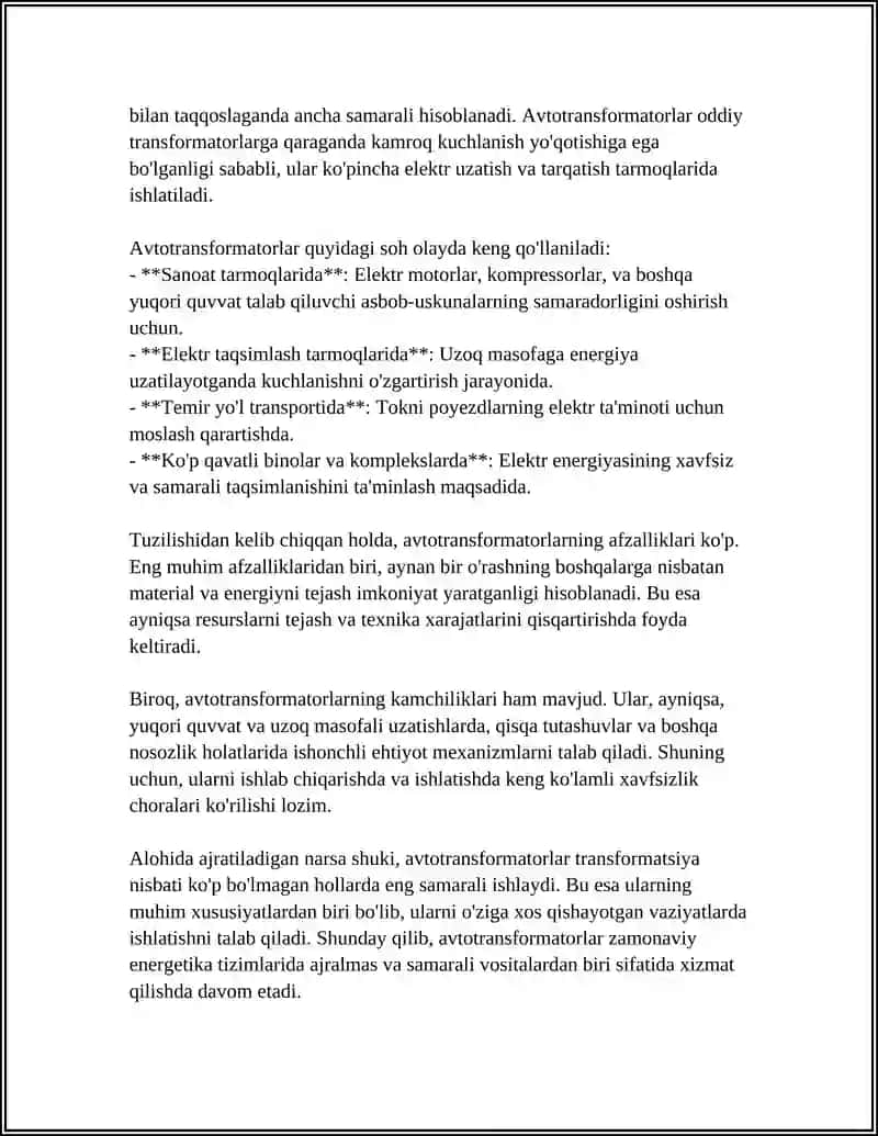 AVTO TRANSFORMATORLARNI TUZULISHI VA ULANISH USULLARI 4