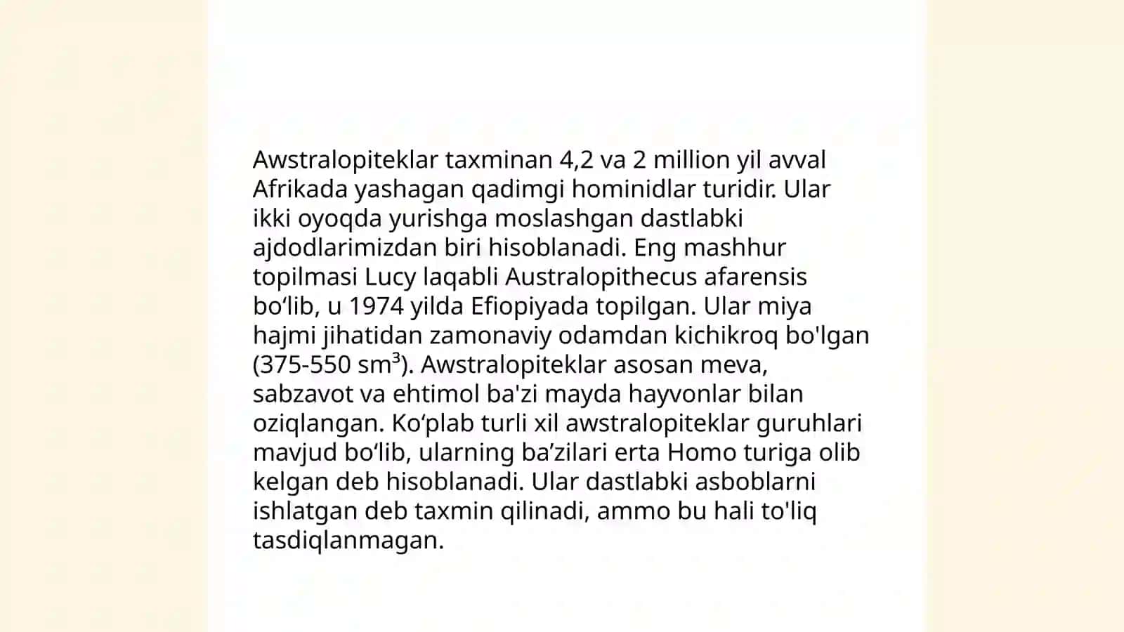 Odamning boshlangʻich ajdodlarining hayot tarzi va tarqalishi Ahmedov Olmosbek 4