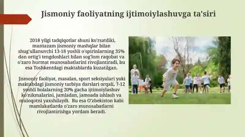Jismoniy faoliyatning bolalar va o'smirlarning o'sish va rivojlanishiga ta'siri 4