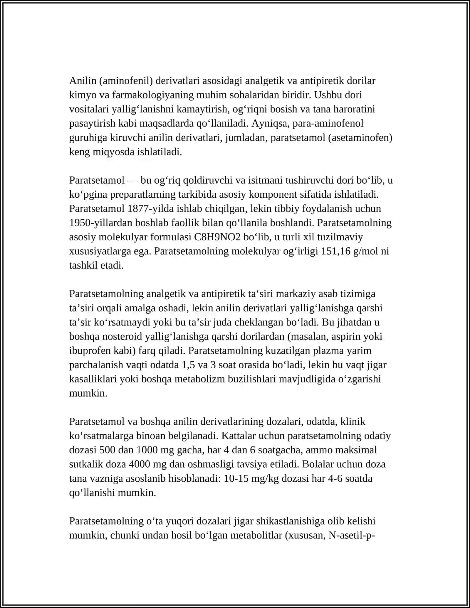 AROMATIK UGLIVODORODLAR ASOSIDA OLINADIGAN DORI VOSITALARI TURLARI 4