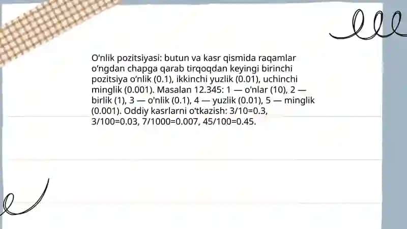 Oddiy kasrlarni oʻnli kasrlarga oʻtkazish 4