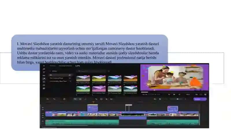 Movavi Slaydshou yaratish dasturi yordamida ijodiy slaydshoular va reklama roliklari yaratish texnologiyalari 4