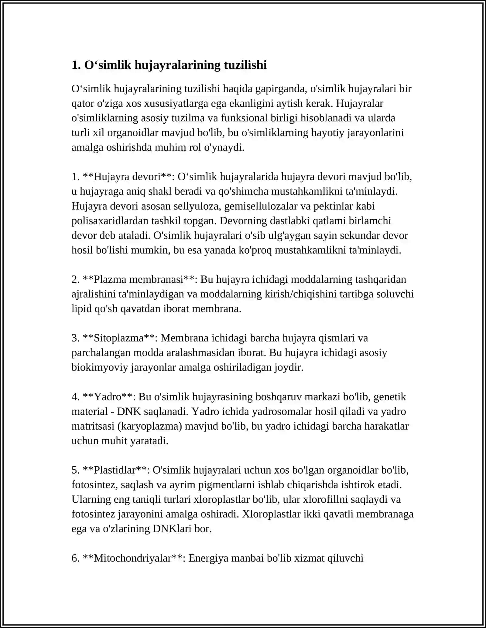 OʻSIMLIK HUJAYRA FIZIOLOGIYASI 4