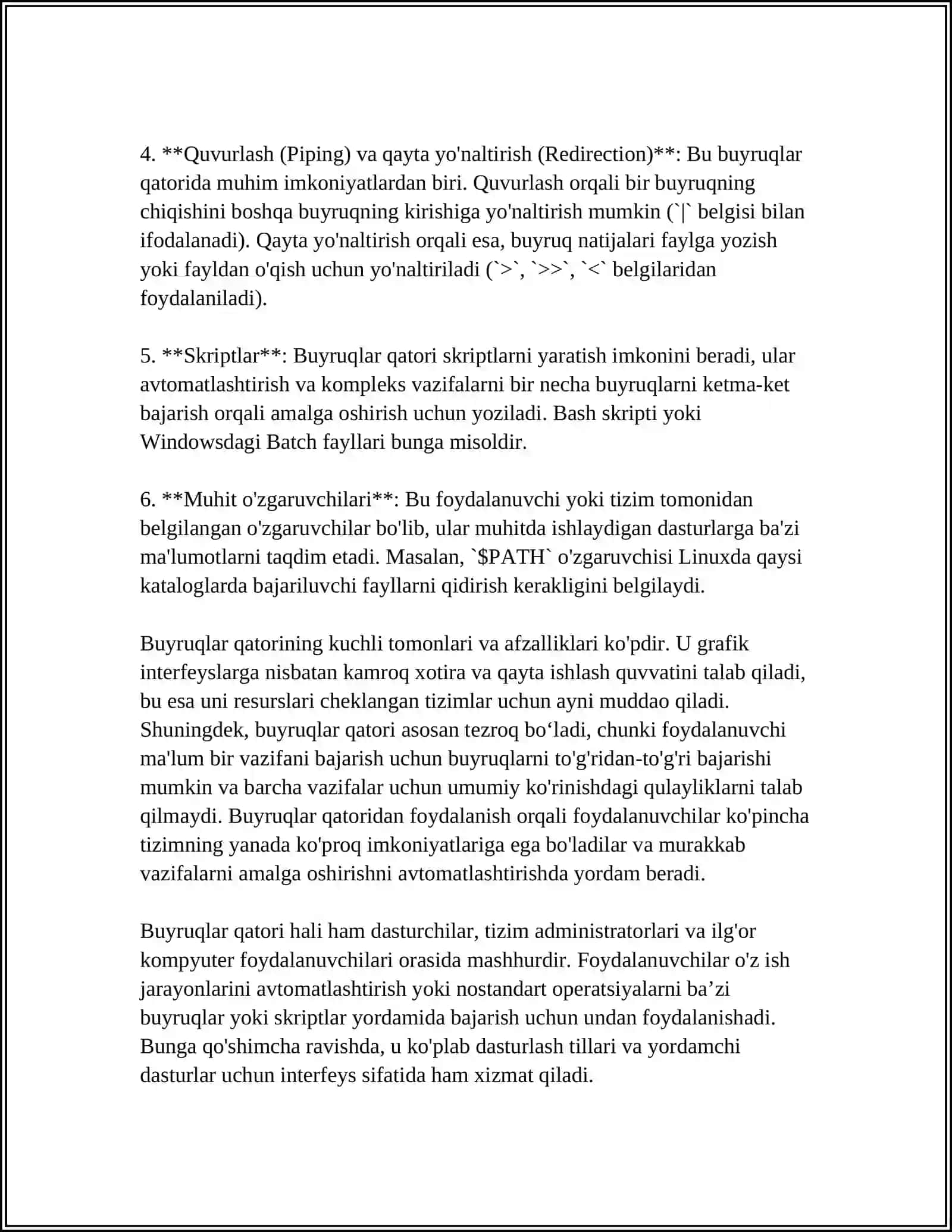 DASTURIY TA’MINOT BUYRUQLAR QATORI INTERFEYSI BILAN ISHLASH (WINDOWS MISOLIDA) 4