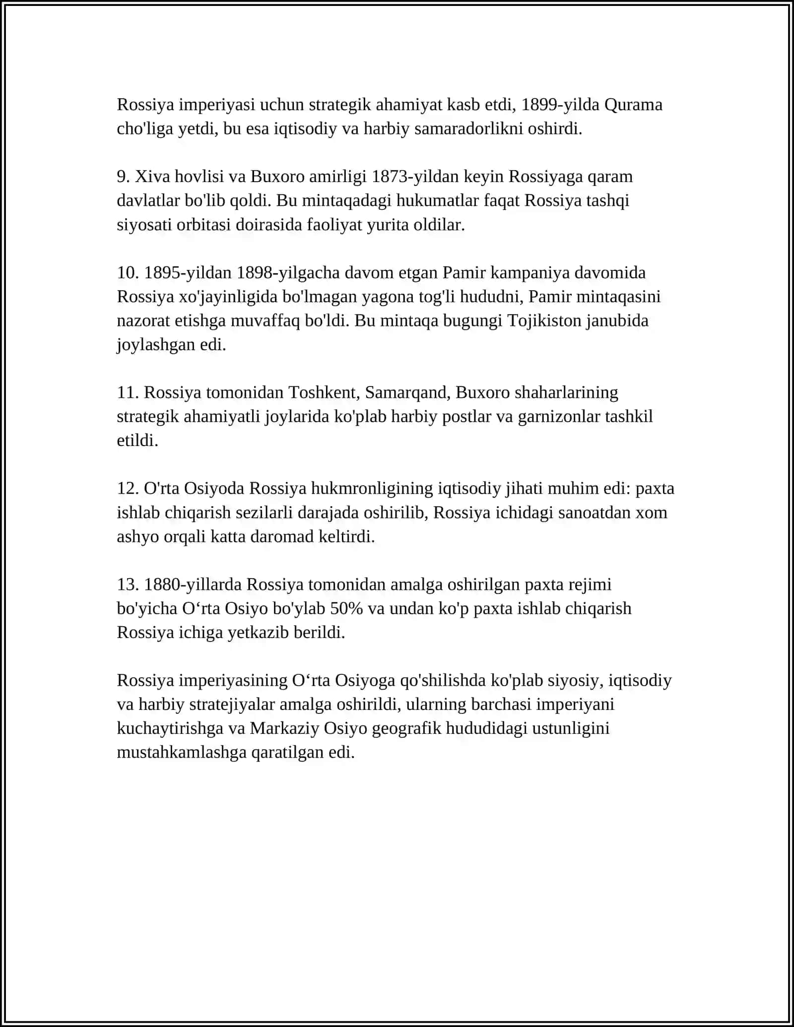 ROSSIYA IMPERIYASINING OʻRTA OSIYOGA YURISHLARI 4