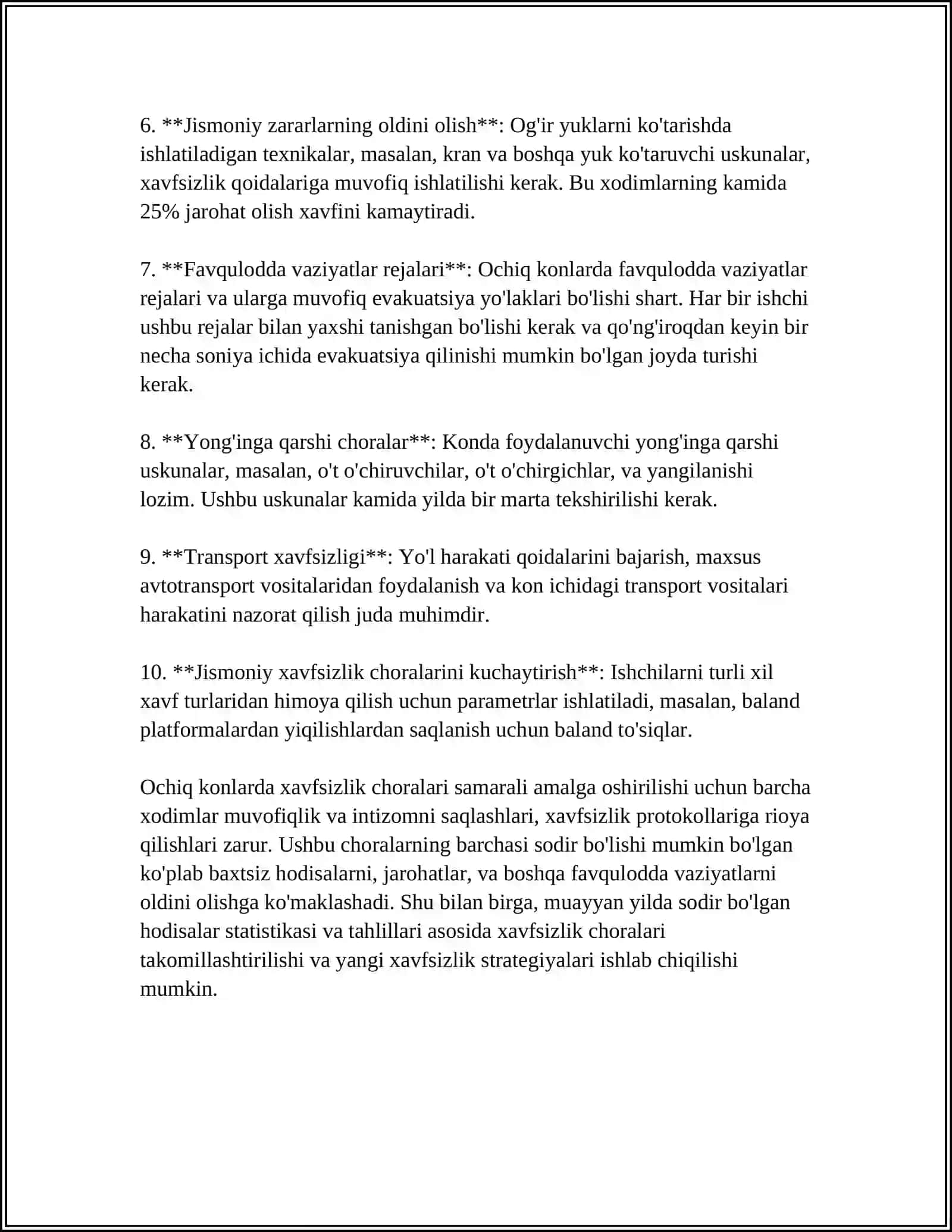 FOYDALI QAZILMA KONLARINI OCHIQ USULDA QAZIB OLISHDA XAVFSIZLIK QOIDALARI. TRANSPORT 4