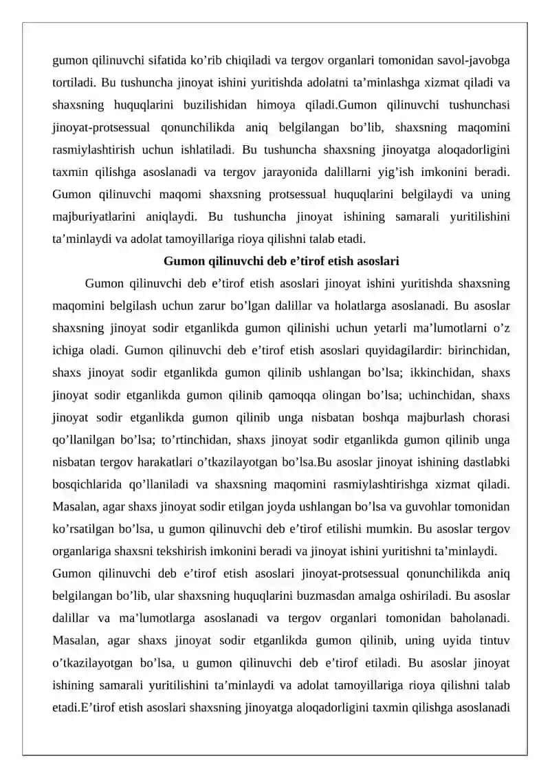 Jinoyat ishida gumon qilinuvchi va ayblanuvchi tariqasida jalb qilish 4