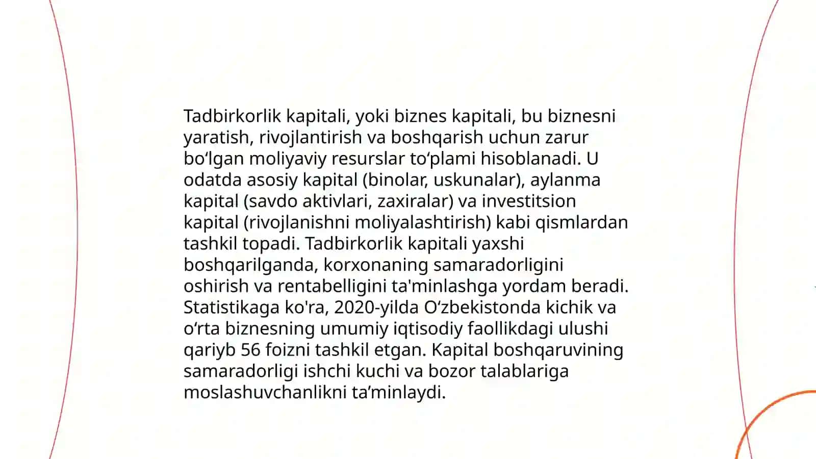 Tadbirkorlik faoliyati tadbirkorlik kapitali va uning aylanishi 4