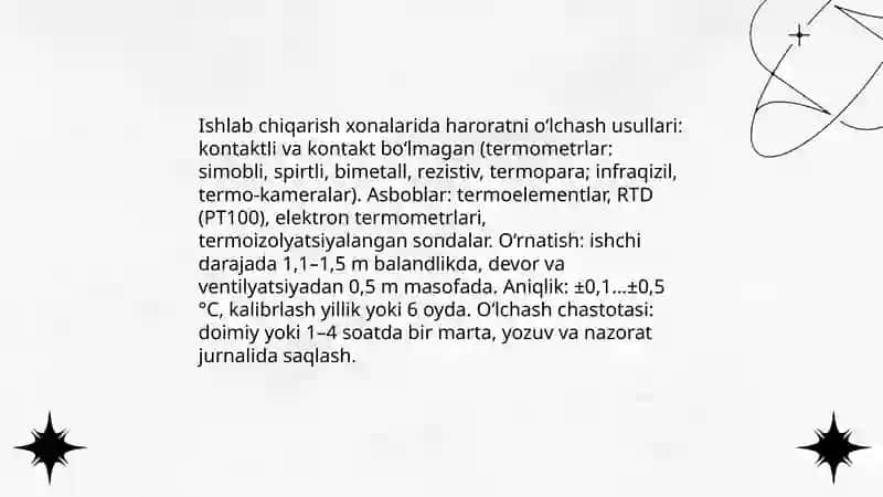 Ishlab chiqarish xonalarida mikroiqlim sharoitni aniqlash 4