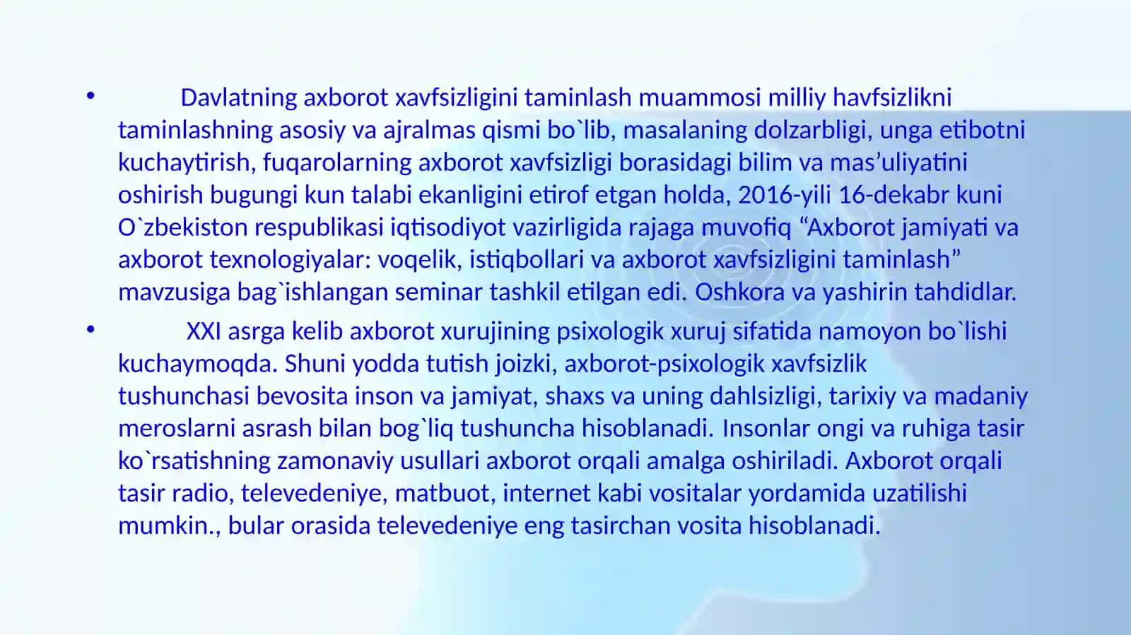 Axborotni saqlash, ishlov berish va himoyalashning zamonaviy texnologiyalari 4